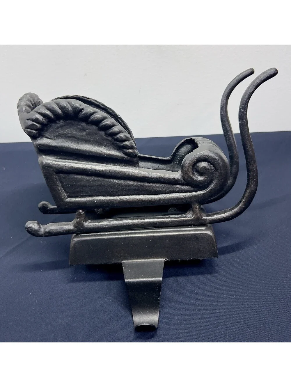 Pottery Barn Christmas Santa’s Sleigh Bronze Finish Stocking Holder, Heavy!